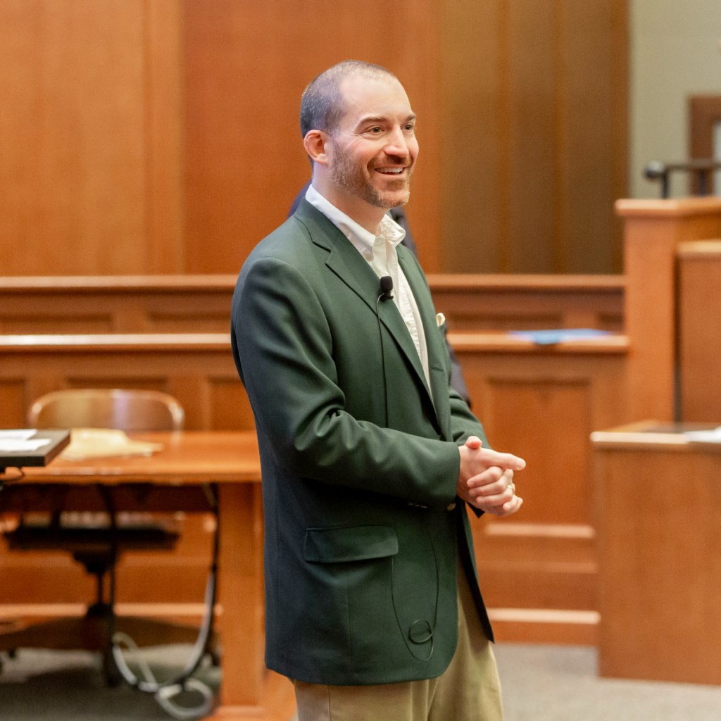 Andy Hagans lecturing at Notre Dame.